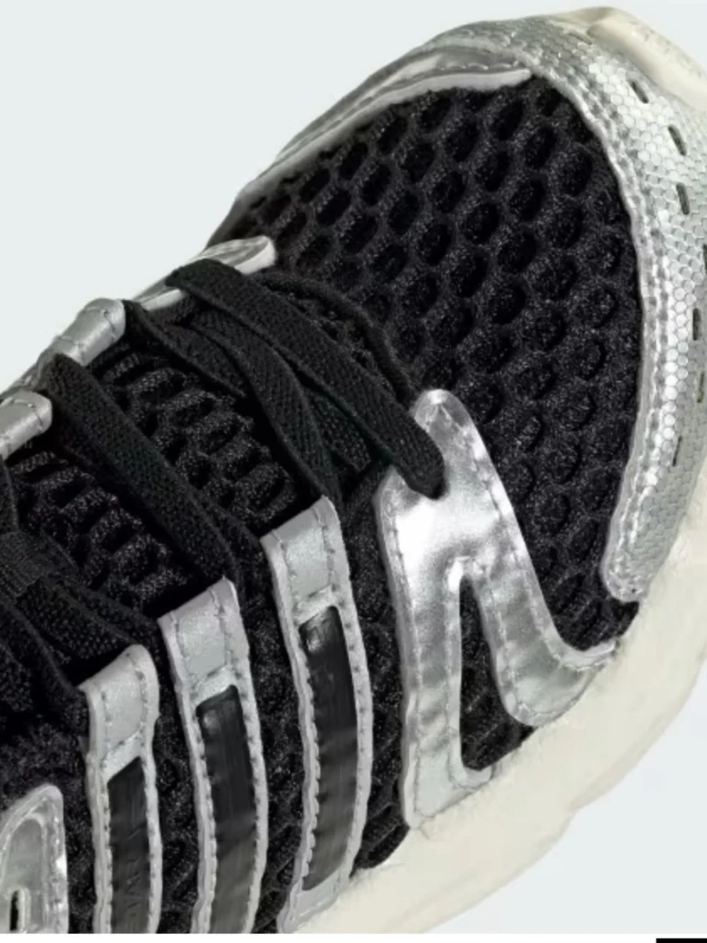 Adidas Control 5 Kids Black Silver Mesh Elastic Lace Sneakers